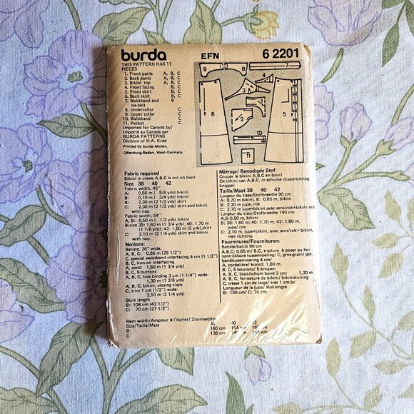 Vintage 80s Sewing Pattern UNCUT Burda 2201 Size 12-14-16 - Picture 2 of 2